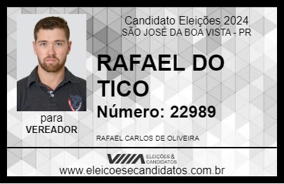 Candidato RAFAEL DO TICO 2024 - SÃO JOSÉ DA BOA VISTA - Eleições