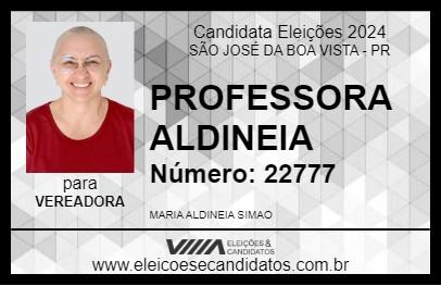 Candidato PROFESSORA ALDINEIA 2024 - SÃO JOSÉ DA BOA VISTA - Eleições