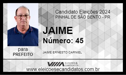 Candidato JAIME 2024 - PINHAL DE SÃO BENTO - Eleições