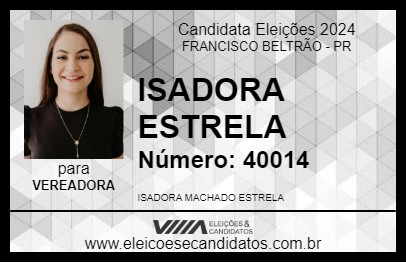 Candidato ISADORA ESTRELA 2024 - FRANCISCO BELTRÃO - Eleições