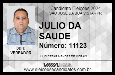 Candidato JULIO DA SAUDE 2024 - SÃO JOSÉ DA BOA VISTA - Eleições