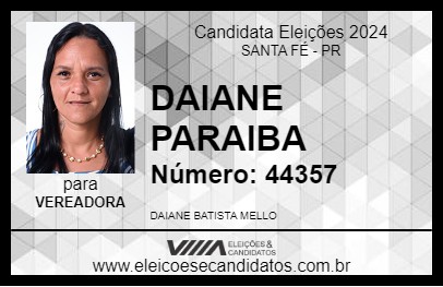 Candidato DAIANE PARAIBA 2024 - SANTA FÉ - Eleições