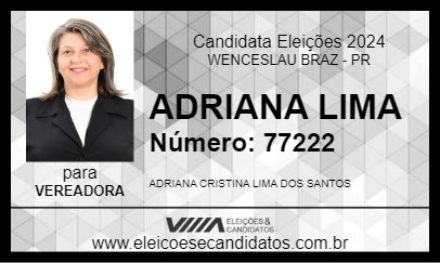 Candidato ADRIANA LIMA 2024 - WENCESLAU BRAZ - Eleições