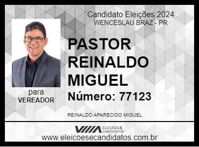 Candidato PASTOR REINALDO MIGUEL 2024 - WENCESLAU BRAZ - Eleições