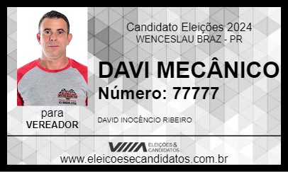 Candidato DAVI MECÂNICO 2024 - WENCESLAU BRAZ - Eleições