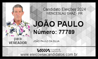 Candidato JOÃO PAULO 2024 - WENCESLAU BRAZ - Eleições