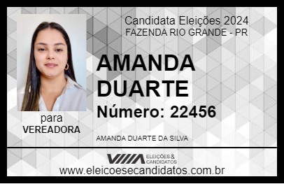 Candidato AMANDA DUARTE 2024 - FAZENDA RIO GRANDE - Eleições