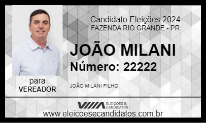 Candidato JOÃO MILANI 2024 - FAZENDA RIO GRANDE - Eleições