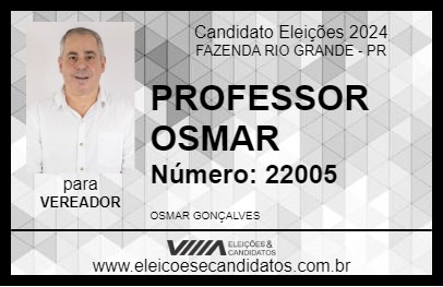 Candidato PROFESSOR OSMAR 2024 - FAZENDA RIO GRANDE - Eleições