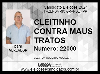 Candidato CLEITINHO CONTRA MAUS TRATOS 2024 - FAZENDA RIO GRANDE - Eleições