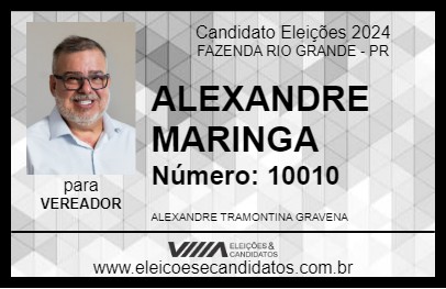 Candidato ALEXANDRE MARINGA 2024 - FAZENDA RIO GRANDE - Eleições