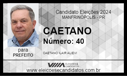 Candidato CAETANO 2024 - MANFRINÓPOLIS - Eleições