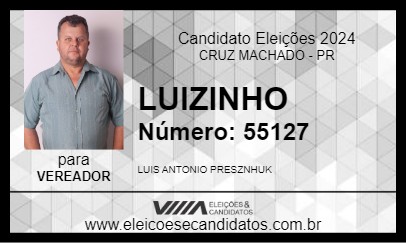 Candidato LUIZINHO 2024 - CRUZ MACHADO - Eleições