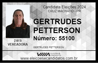 Candidato GERTRUDES PETTERSON 2024 - CRUZ MACHADO - Eleições