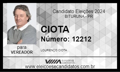 Candidato CIOTA 2024 - BITURUNA - Eleições