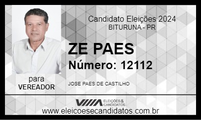 Candidato ZE PAES 2024 - BITURUNA - Eleições