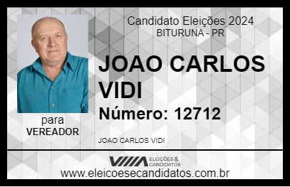 Candidato JOAO CARLOS VIDI 2024 - BITURUNA - Eleições