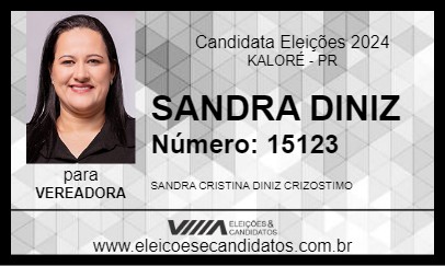 Candidato SANDRA DINIZ 2024 - KALORÉ - Eleições