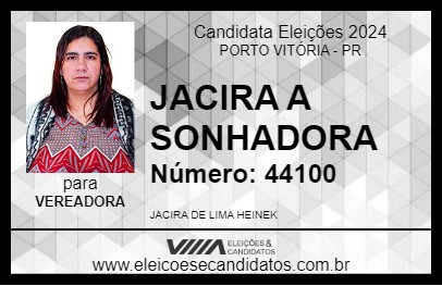 Candidato JACIRA A SONHADORA 2024 - PORTO VITÓRIA - Eleições