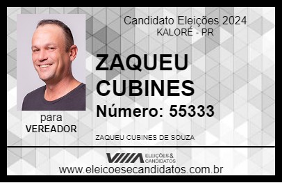 Candidato ZAQUEU CUBINES 2024 - KALORÉ - Eleições