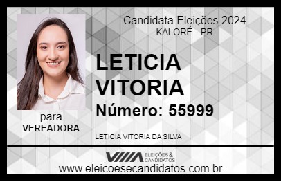 Candidato LETICIA VITORIA 2024 - KALORÉ - Eleições