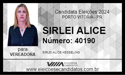 Candidato SIRLEI ALICE 2024 - PORTO VITÓRIA - Eleições