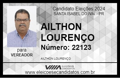 Candidato AILTHON LOURENÇO 2024 - SANTA ISABEL DO IVAÍ - Eleições