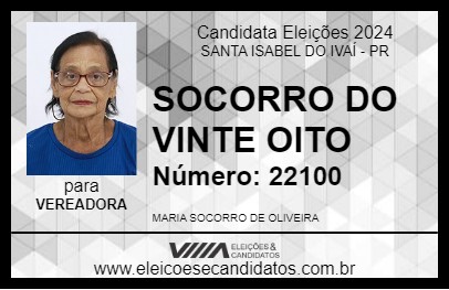 Candidato SOCORRO DO VINTE OITO 2024 - SANTA ISABEL DO IVAÍ - Eleições