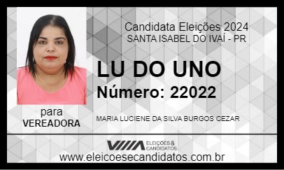 Candidato LU DO UNO 2024 - SANTA ISABEL DO IVAÍ - Eleições