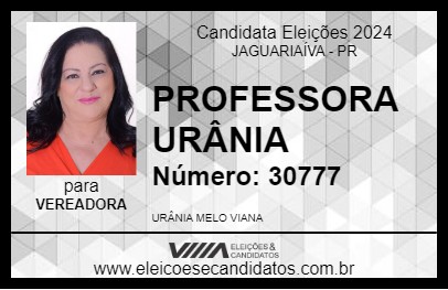 Candidato PROFESSORA URÂNIA 2024 - JAGUARIAÍVA - Eleições