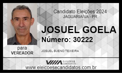 Candidato JOSUEL GOELA 2024 - JAGUARIAÍVA - Eleições