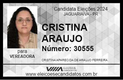 Candidato CRISTINA ARAUJO 2024 - JAGUARIAÍVA - Eleições