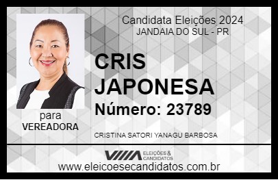 Candidato CRIS JAPONESA 2024 - JANDAIA DO SUL - Eleições