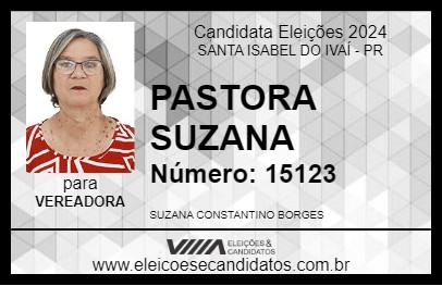 Candidato PASTORA SUZANA 2024 - SANTA ISABEL DO IVAÍ - Eleições