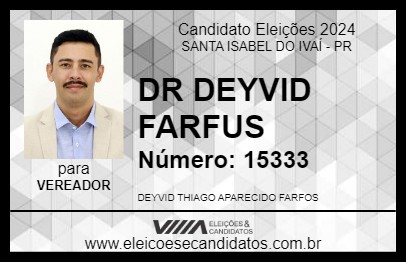 Candidato DR DEYVID FARFUS 2024 - SANTA ISABEL DO IVAÍ - Eleições