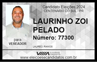 Candidato LAURINHO ZOI PELADO 2024 - CENTENÁRIO DO SUL - Eleições