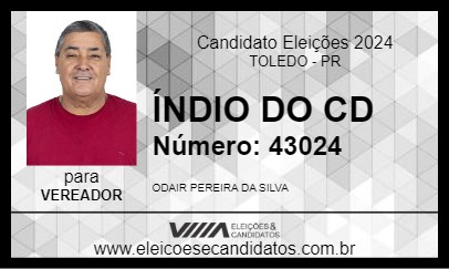 Candidato ÍNDIO DO CD 2024 - TOLEDO - Eleições