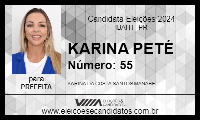 Candidato KARINA PETÉ 2024 - IBAITI - Eleições