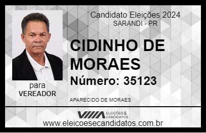 Candidato CIDINHO DE MORAES 2024 - SARANDI - Eleições