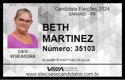 Candidato BETH MARTINEZ 2024 - SARANDI - Eleições