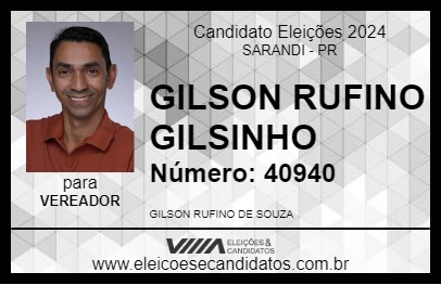 Candidato GILSON RUFINO GILSINHO 2024 - SARANDI - Eleições