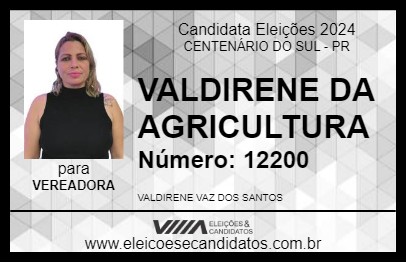 Candidato VALDIRENE DA AGRICULTURA 2024 - CENTENÁRIO DO SUL - Eleições