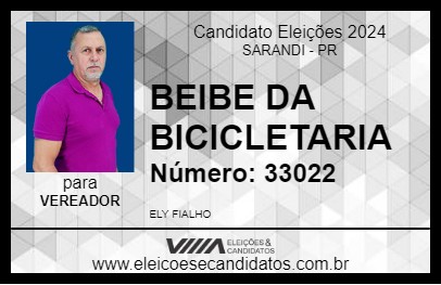 Candidato BABY DA BICICLETARIA 2024 - SARANDI - Eleições