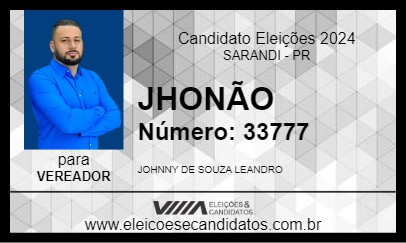 Candidato JHONÃO 2024 - SARANDI - Eleições