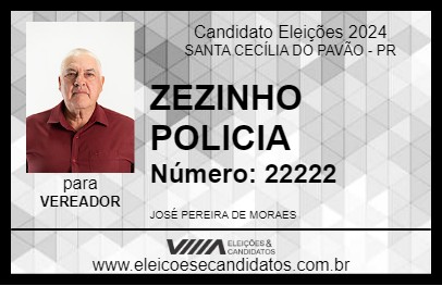 Candidato ZEZINHO POLICIA 2024 - SANTA CECÍLIA DO PAVÃO - Eleições