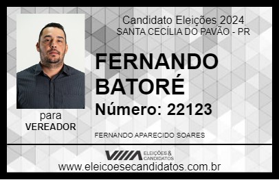 Candidato FERNANDO BATORÉ 2024 - SANTA CECÍLIA DO PAVÃO - Eleições