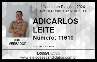 Candidato ADICARLOS LEITE 2024 - SÃO JERÔNIMO DA SERRA - Eleições