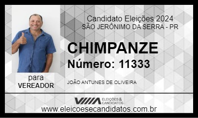 Candidato CHIMPANZE 2024 - SÃO JERÔNIMO DA SERRA - Eleições