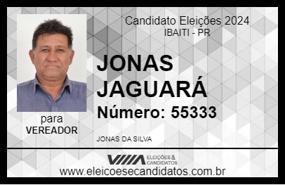 Candidato JONAS JAGUARÁ 2024 - IBAITI - Eleições