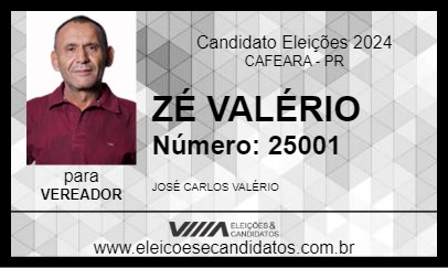 Candidato ZÉ VALÉRIO 2024 - CAFEARA - Eleições